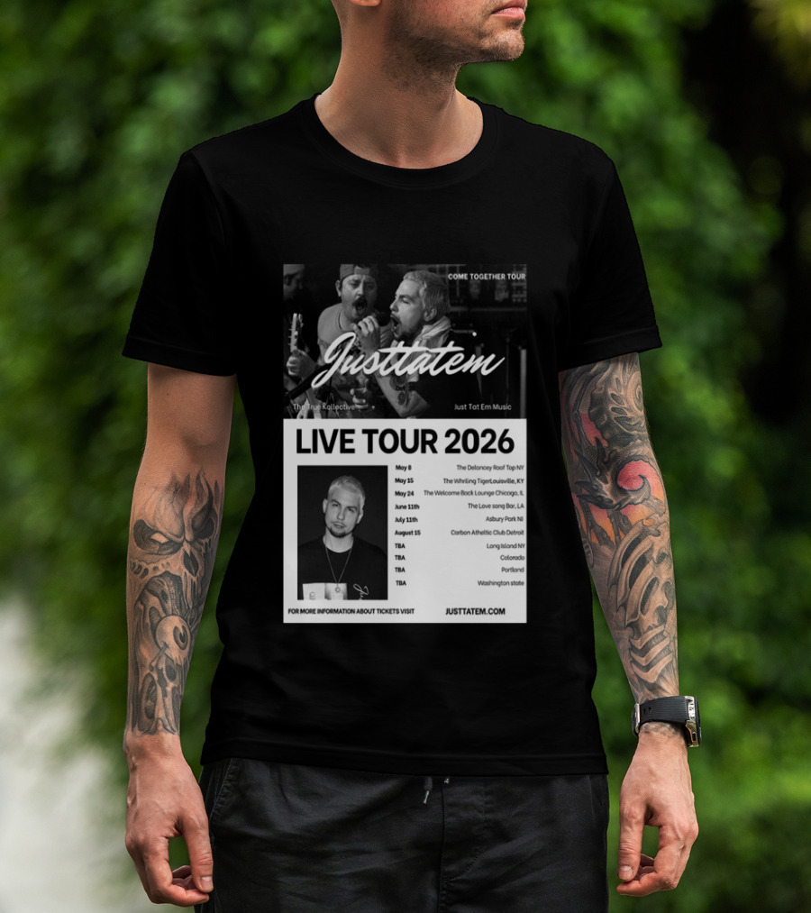Live Tour 2026 Justtatem Come Together Justin Barona Tour Dates T-Shirt