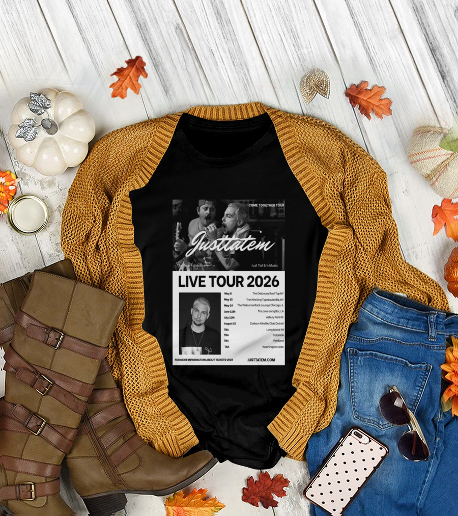 Live Tour 2026 Justtatem Come Together Justin Barona Tour Dates T-Shirt