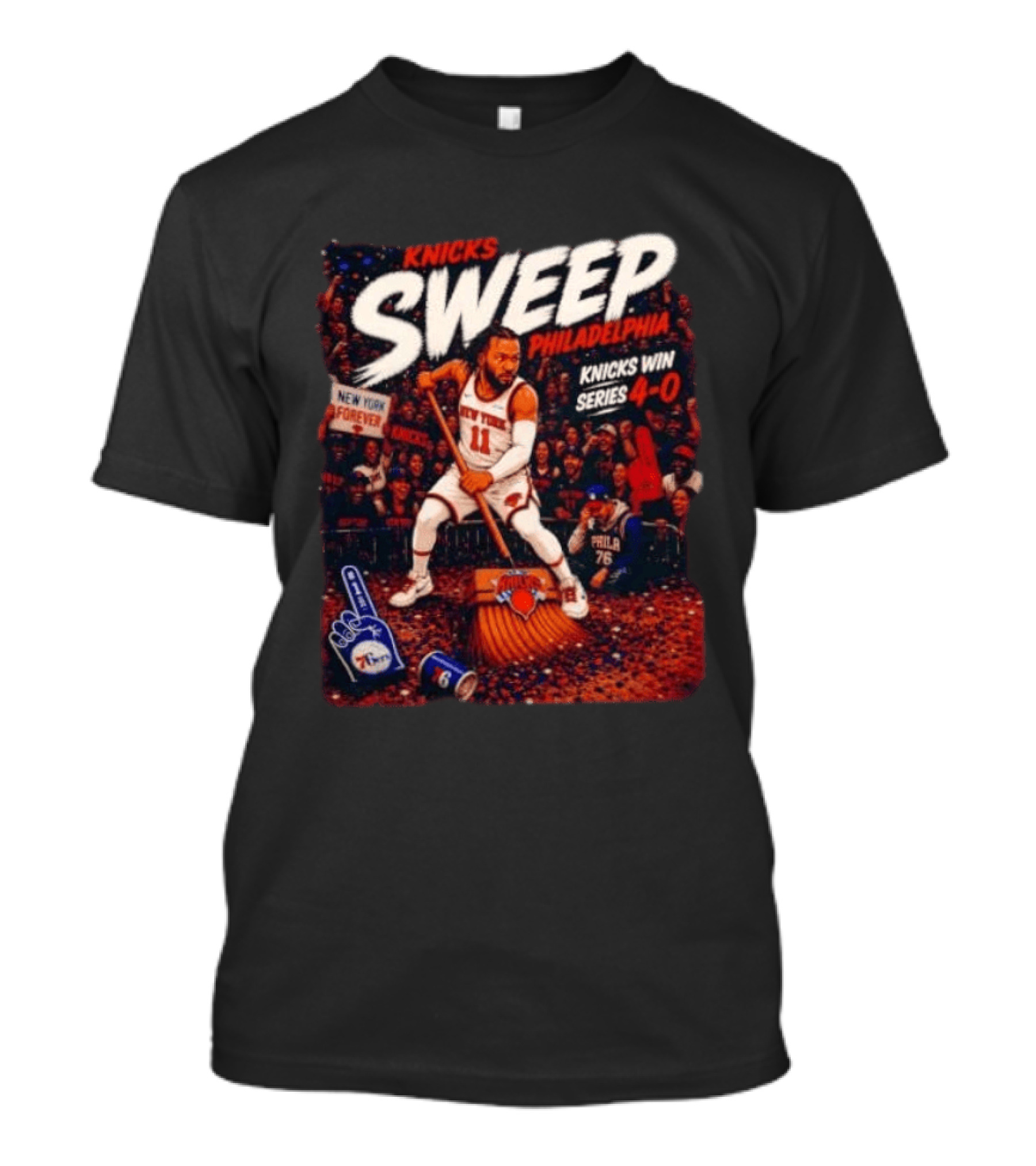 Knicks Sweep Philadelphia Knicks Win Series 4 0 New York Forever T-Shirt