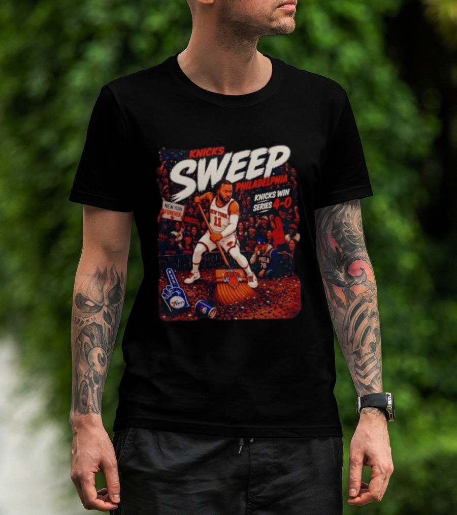 Knicks Sweep Philadelphia Knicks Win Series 4 0 New York Forever T-Shirt