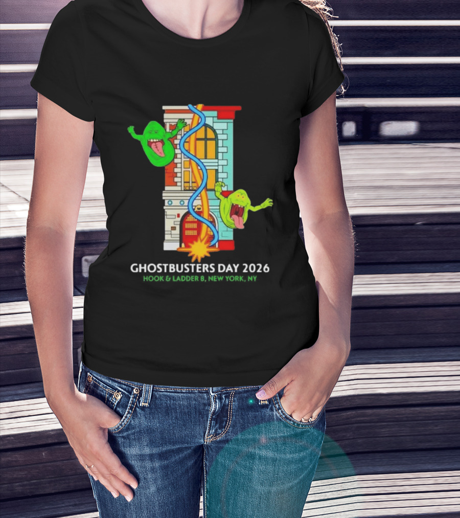 Ghostbusters Day 2026 Hook & Ladder 8 Firehouse Slimer Double Feature T-Shirt