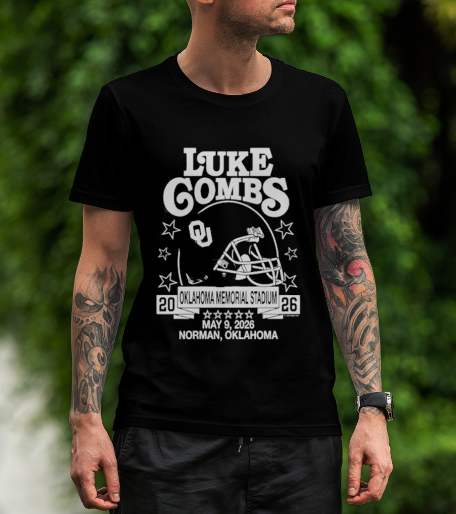Luke Combs May 9 2026 Norman Oklahoma Football Helmet Stars Concert Event T-Shirt