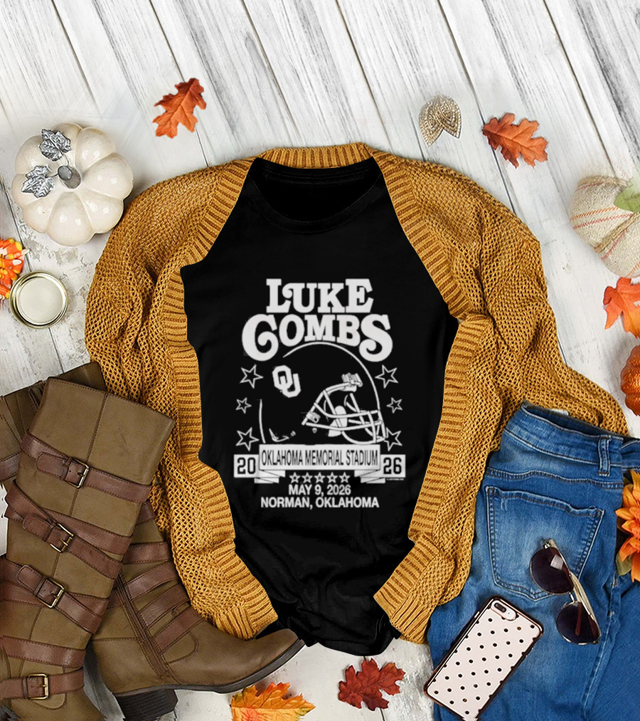 Luke Combs May 9 2026 Norman Oklahoma Football Helmet Stars Concert Event T-Shirt