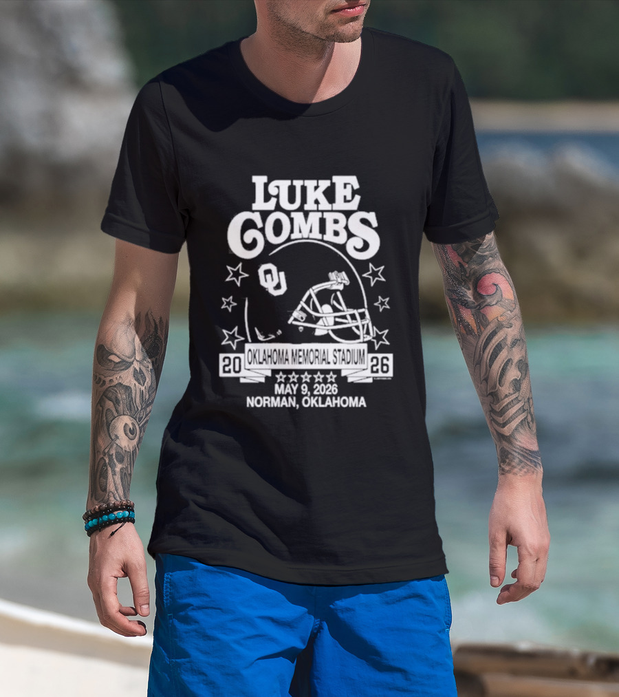 Luke Combs May 9 2026 Norman Oklahoma Football Helmet Stars Concert Event T-Shirt