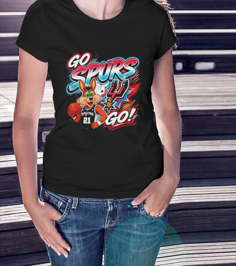 Go Spurs Go Coyote Basketball Team Spirit Graffiti T-Shirt