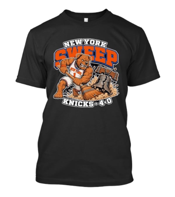 New York Knicks Sweep 76ers Bell Cracked 4 0 T-Shirt