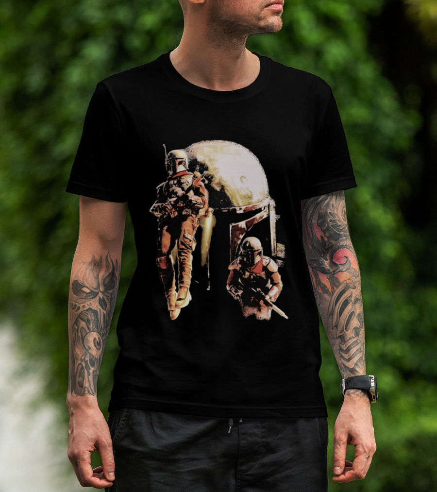 Star Wars Cobb Vanth Mandalorian Collage Forge Helmet T-Shirt