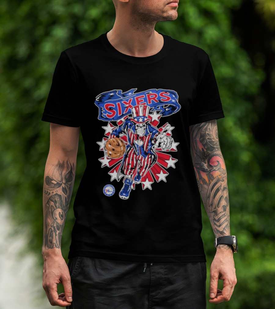 Philadelphia 76ers Warren Lotas Stars And Stripes Uncle Sam Basketball T-Shirt