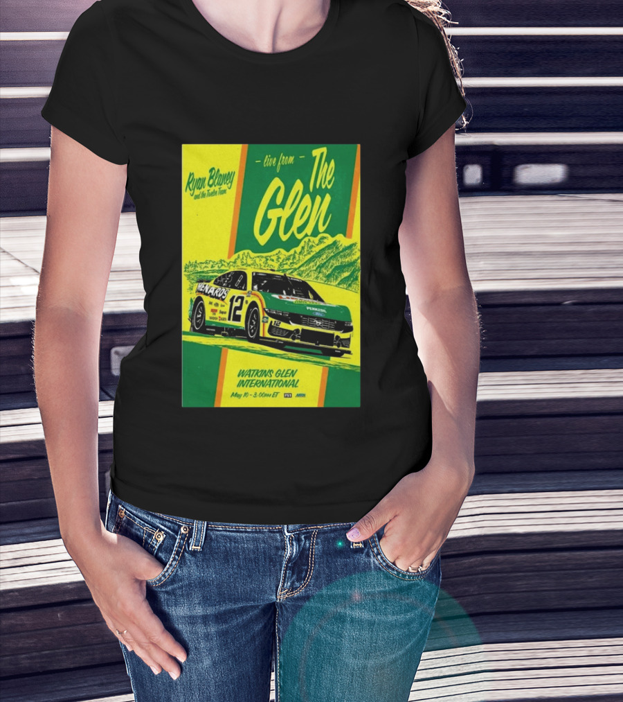 Ryan Blaney Live From The Glen Watkins Glen International May 10 3:00pm ET NASCAR Race Team Menards Pennzoil Car 12 T-Shirt
