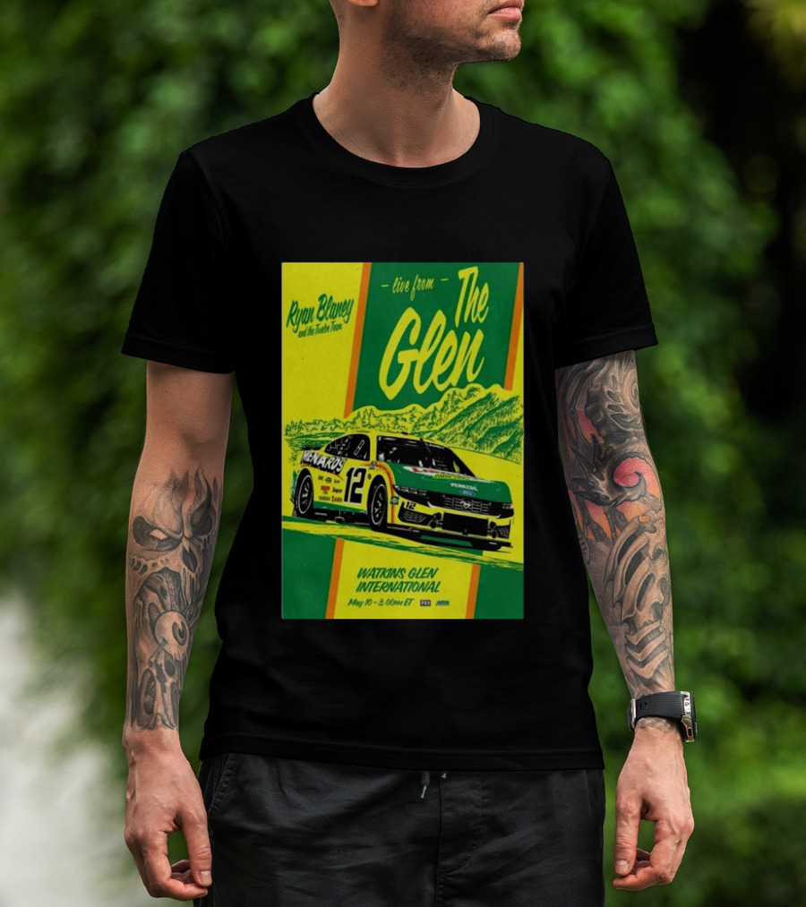 Ryan Blaney Live From The Glen Watkins Glen International May 10 3:00pm ET NASCAR Race Team Menards Pennzoil Car 12 T-Shirt