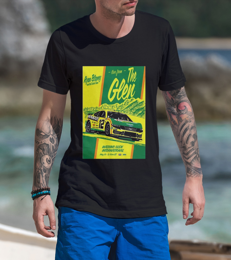 Ryan Blaney Live From The Glen Watkins Glen International May 10 3:00pm ET NASCAR Race Team Menards Pennzoil Car 12 T-Shirt