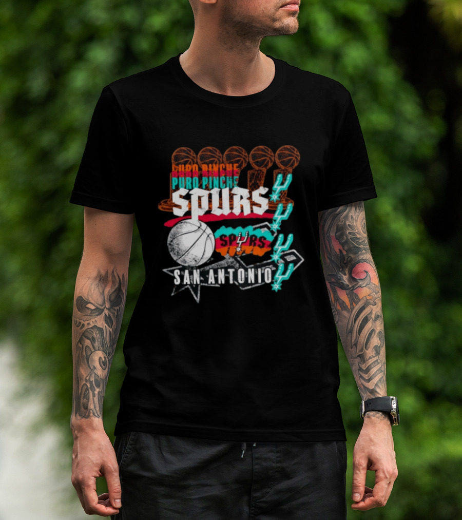 San Antonio Spurs Puro Pinche Basketball Trophy Icons And 90s T-Shirt