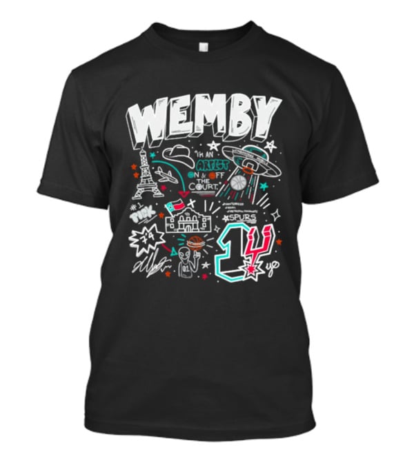 Wemby Victor Wembanyama Artist On Off Court Spurs #1 Eiffel Tower Alien Spaceship T-Shirt