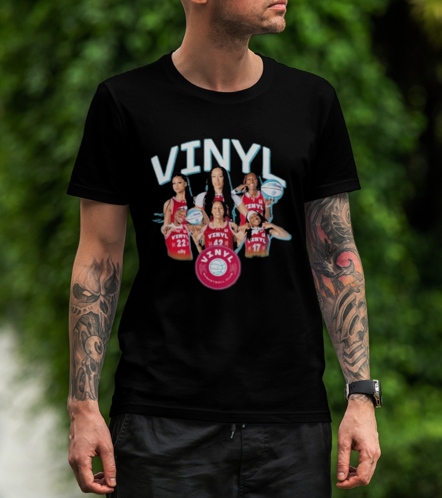 Vinyl Basketball Club Player Team Spirit With Basketball Stars T-Shirt
