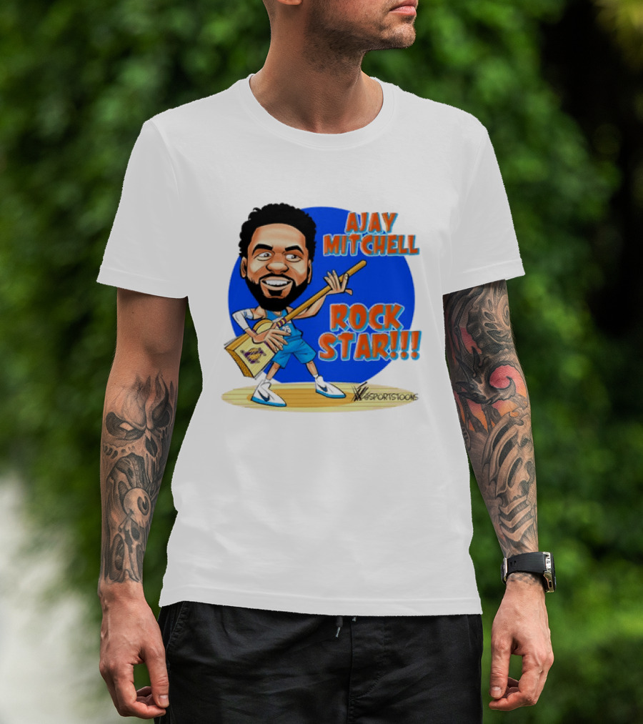 Ajay Mitchell Oklahoma City Thunder Rock Star Basketball Caricature T-Shirt