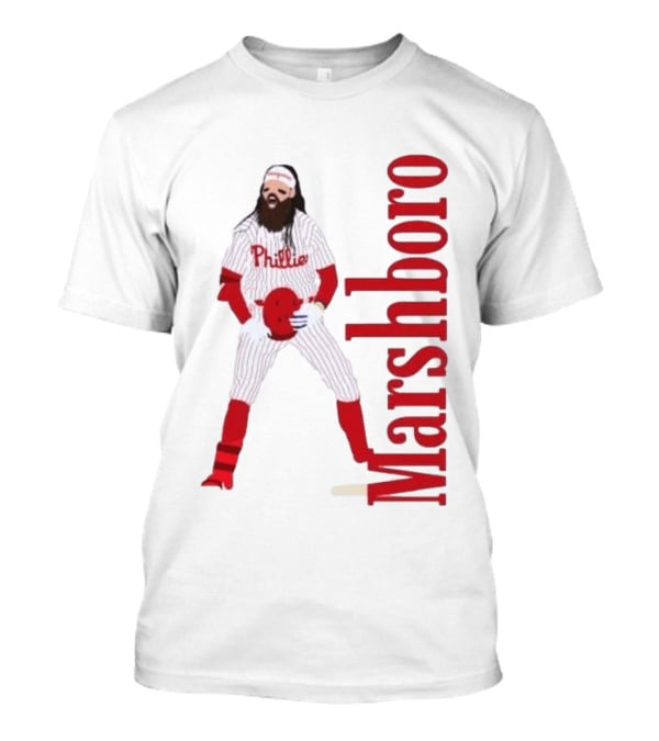 Brandon Marshboro Phillies Player Uniform Red Vertical T-Shirt