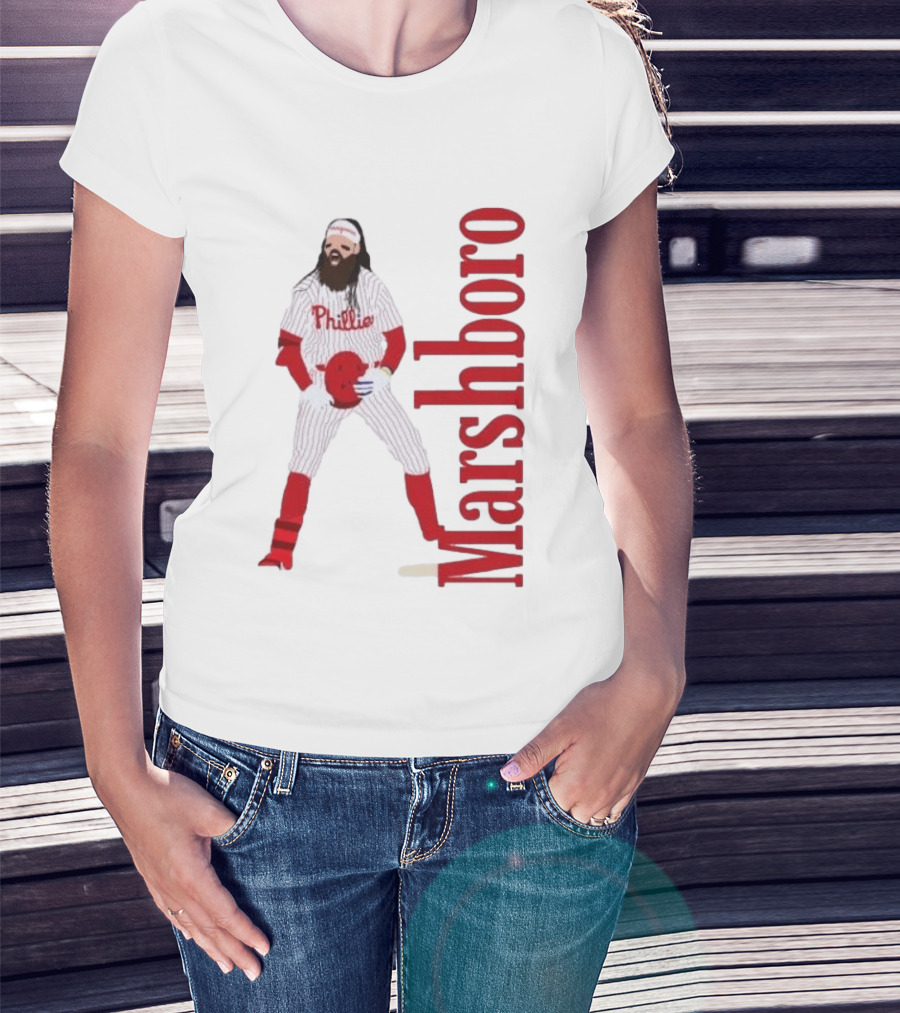 Brandon Marshboro Phillies Player Uniform Red Vertical T-Shirt