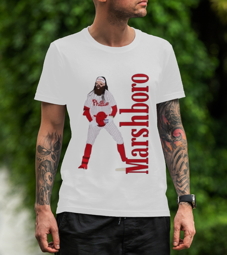 Brandon Marshboro Phillies Player Uniform Red Vertical T-Shirt