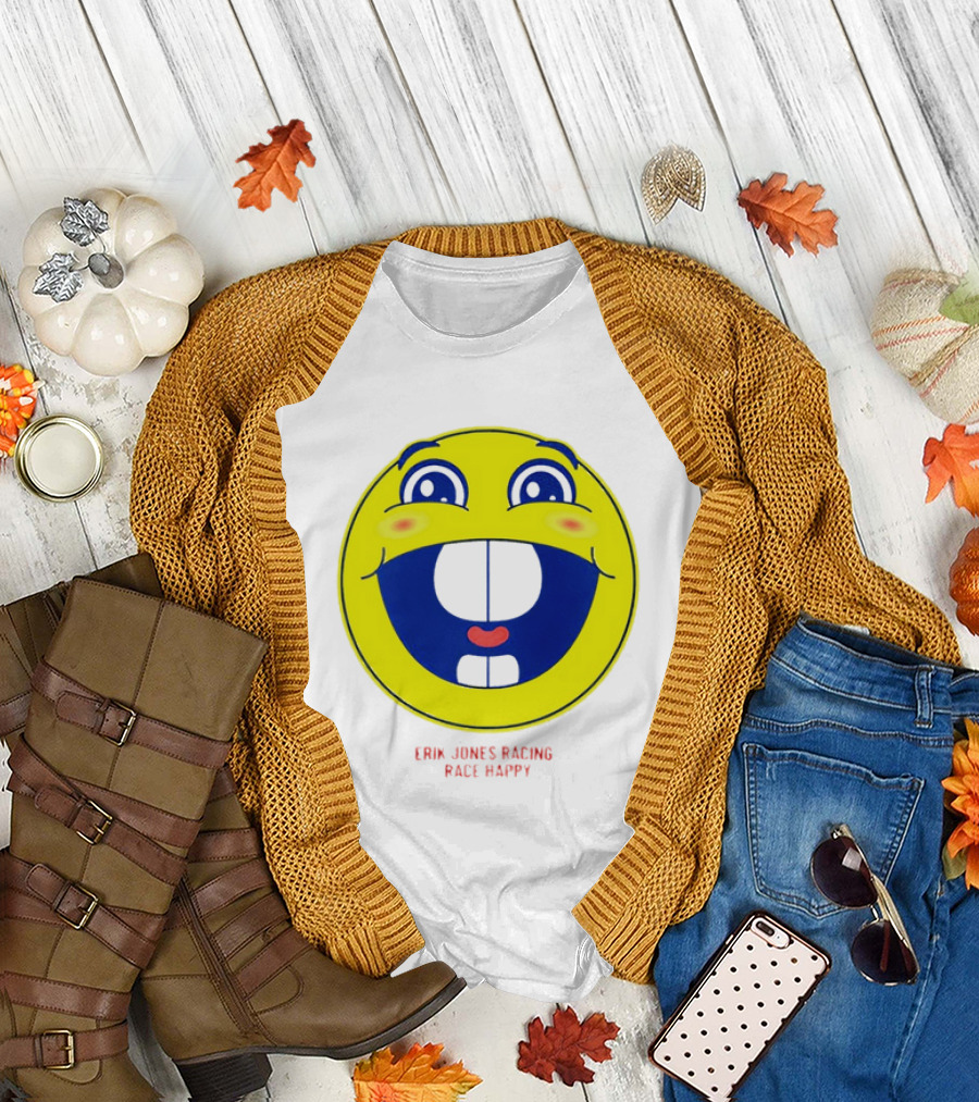 Erik Jones Racing Race Happy Yellow Smiley Face T-Shirt