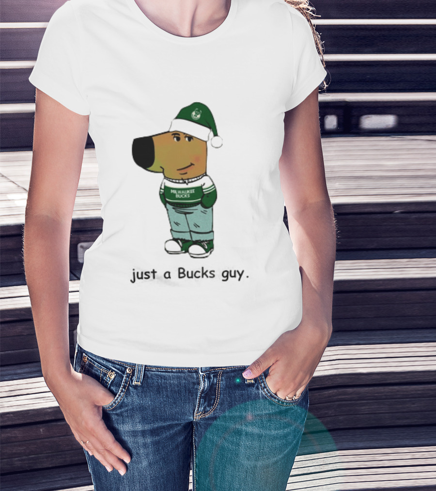 Milwaukee Bucks Chill Holiday Dog Character Just A Bucks Guy T-Shirt