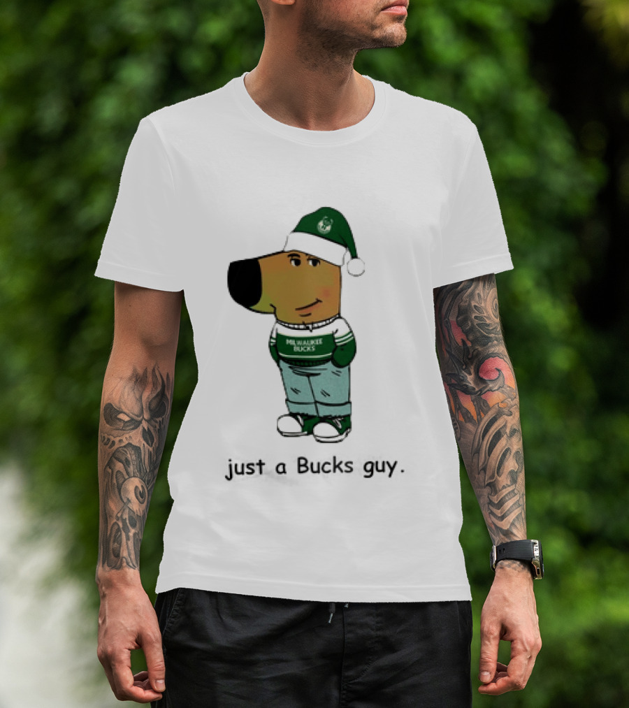 Milwaukee Bucks Chill Holiday Dog Character Just A Bucks Guy T-Shirt