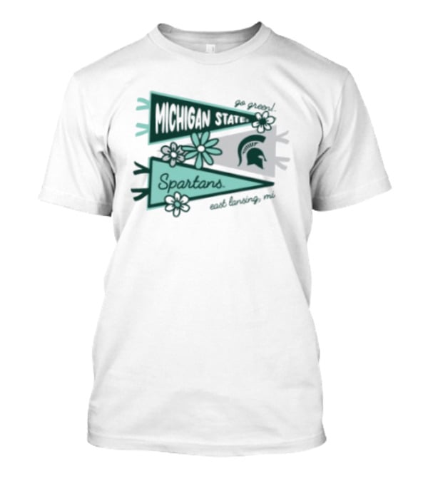 Michigan State Spartans Pennant East Lansing MI Flowers T-Shirt