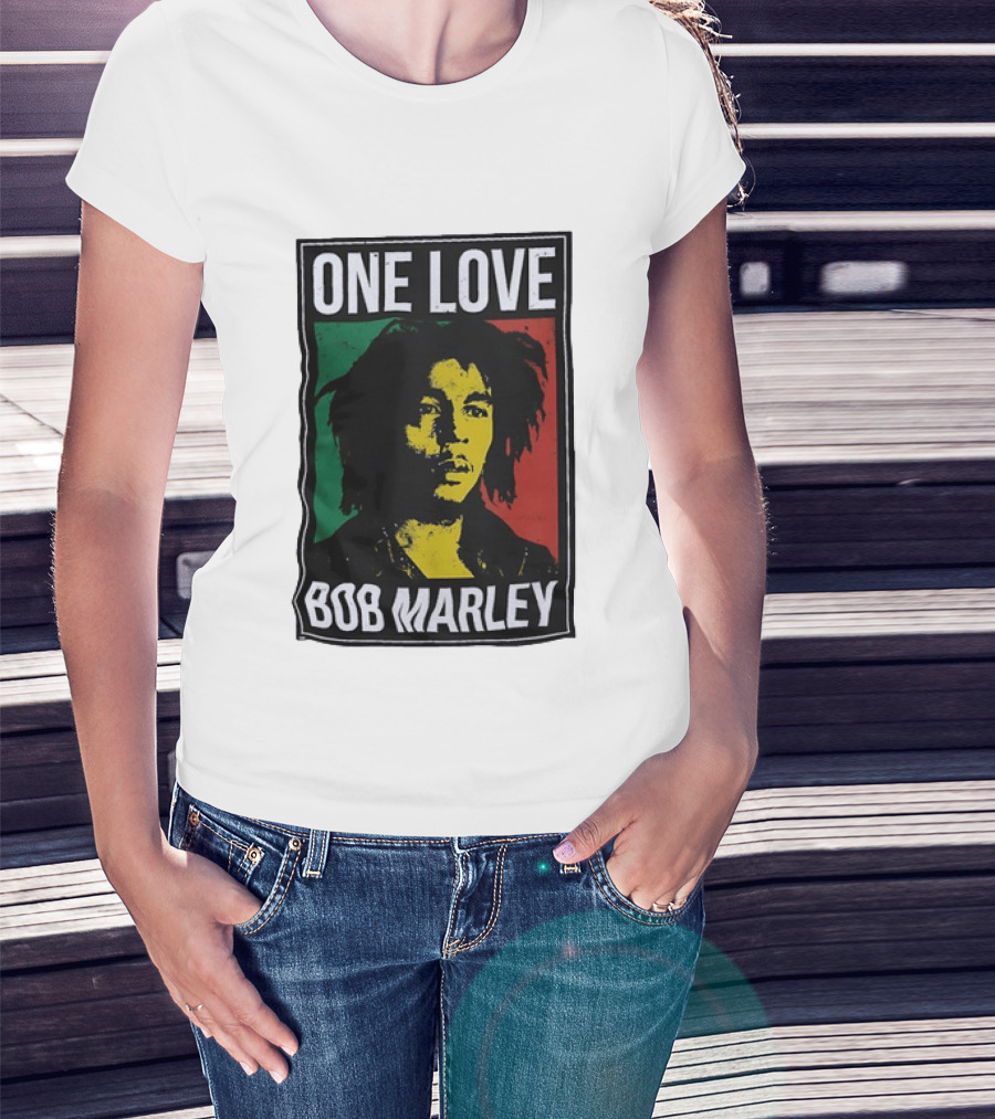 One Love Bob Marley Reggae Rastafarian Tricolor T-Shirt