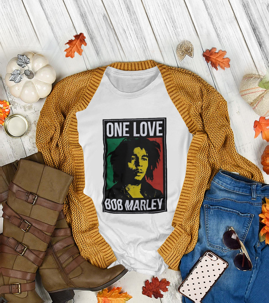One Love Bob Marley Reggae Rastafarian Tricolor T-Shirt