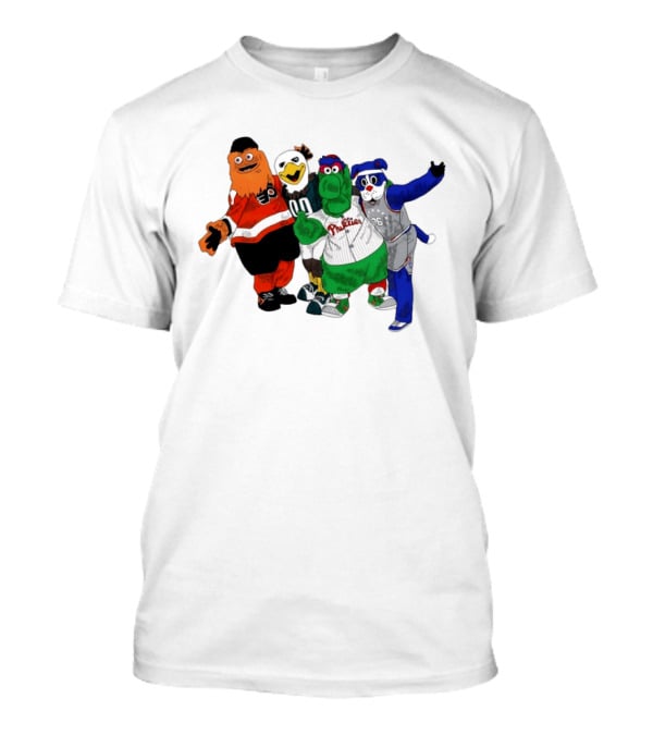 Philly Mascots Gritty Swoop Phanatic Franklin 2026 Sports Characters T-Shirt