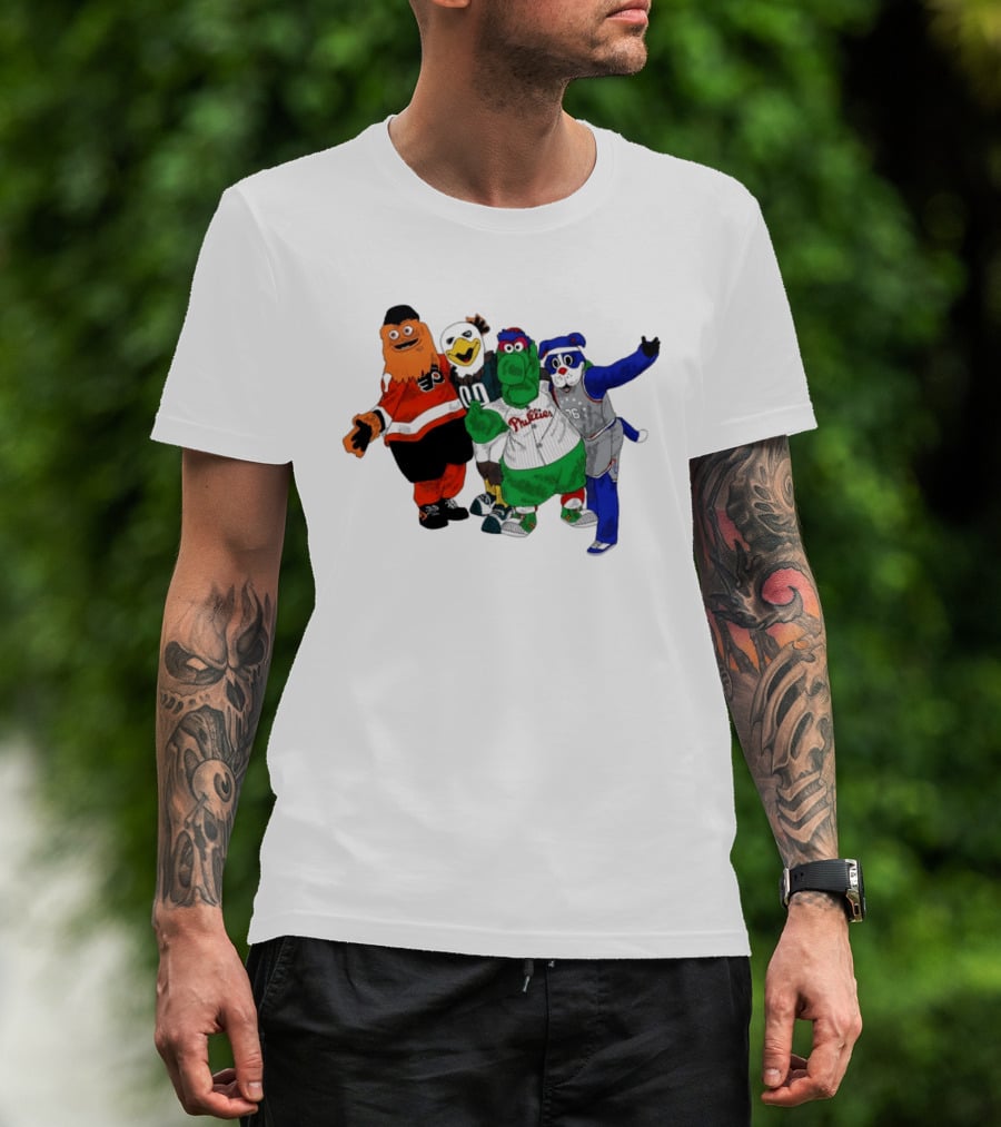 Philly Mascots Gritty Swoop Phanatic Franklin 2026 Sports Characters T-Shirt