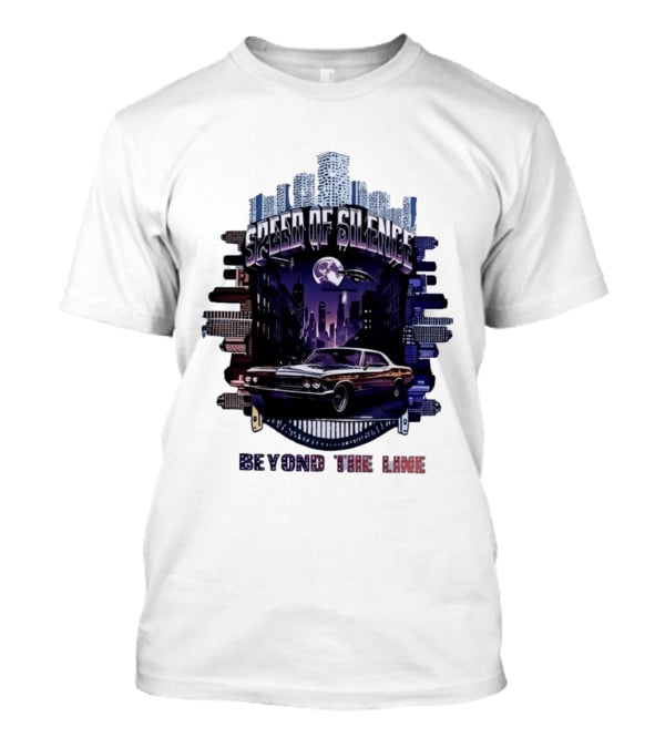 Speed Of Silence Cityscape Classic Car Moonlight Beyond The Line T-Shirt