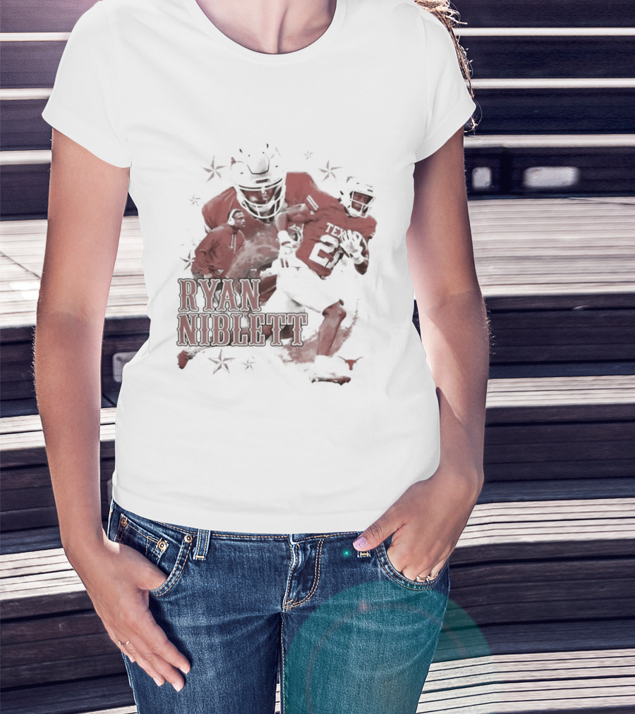 Texas Longhorns NCAA Football Ryan Niblett Collage Stars And Athlete Number T-Shirt