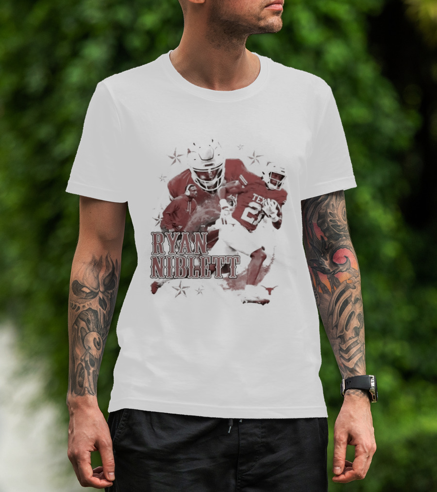 Texas Longhorns NCAA Football Ryan Niblett Collage Stars And Athlete Number T-Shirt