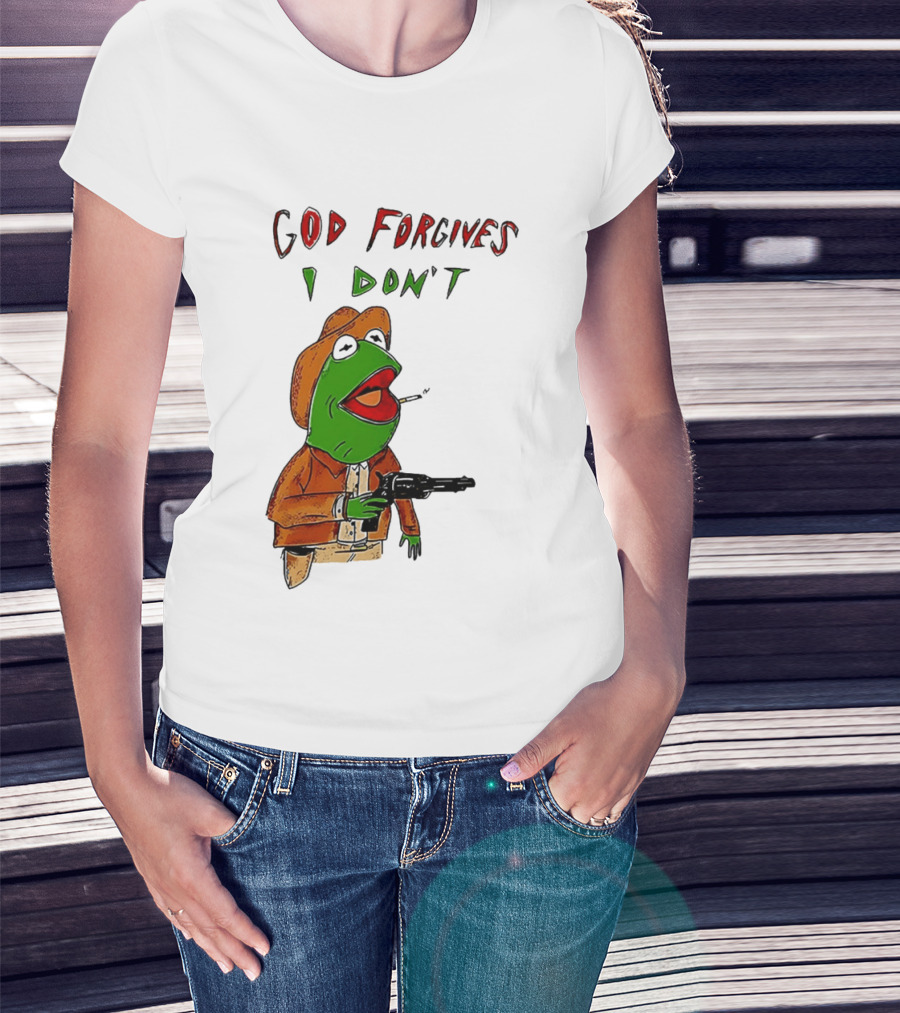 Yeehaw Kermit God Forgives I Don't Cowboy Humor T-Shirt