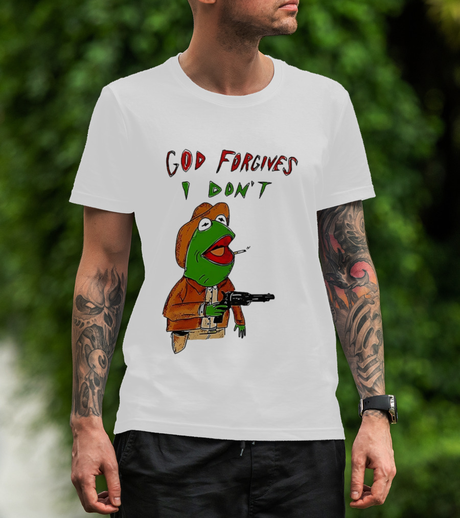 Yeehaw Kermit God Forgives I Don't Cowboy Humor T-Shirt