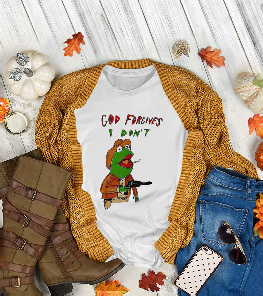 Yeehaw Kermit God Forgives I Don't Cowboy Humor T-Shirt