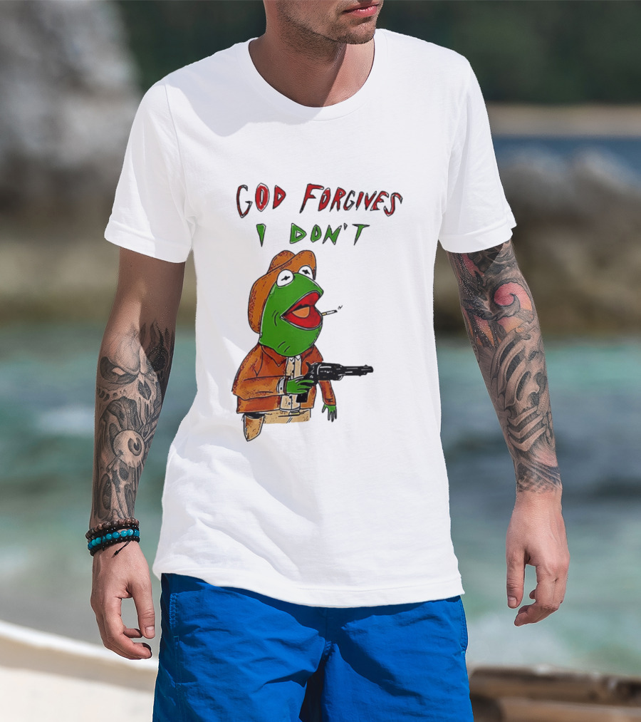 Yeehaw Kermit God Forgives I Don't Cowboy Humor T-Shirt