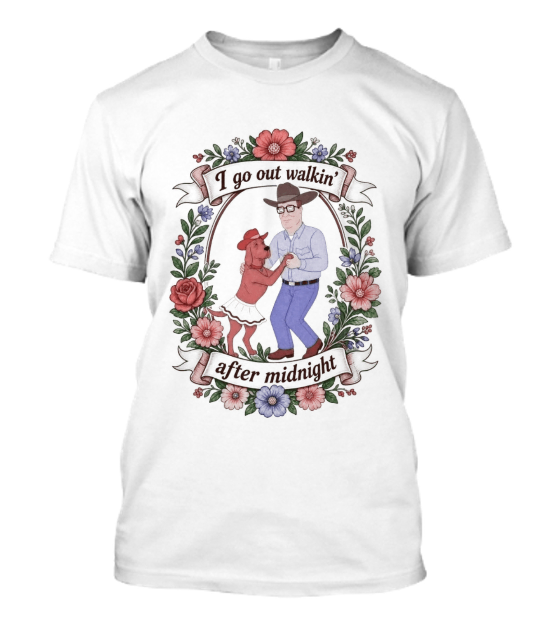 I Go Out Walkin' After Midnight With Dancing Man And Dog T-Shirt