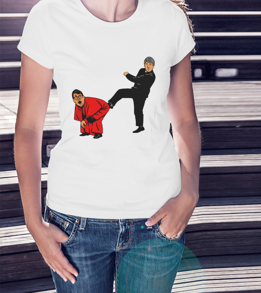 Kicking Random Man Up The Arse Funny Comic Scene T-Shirt