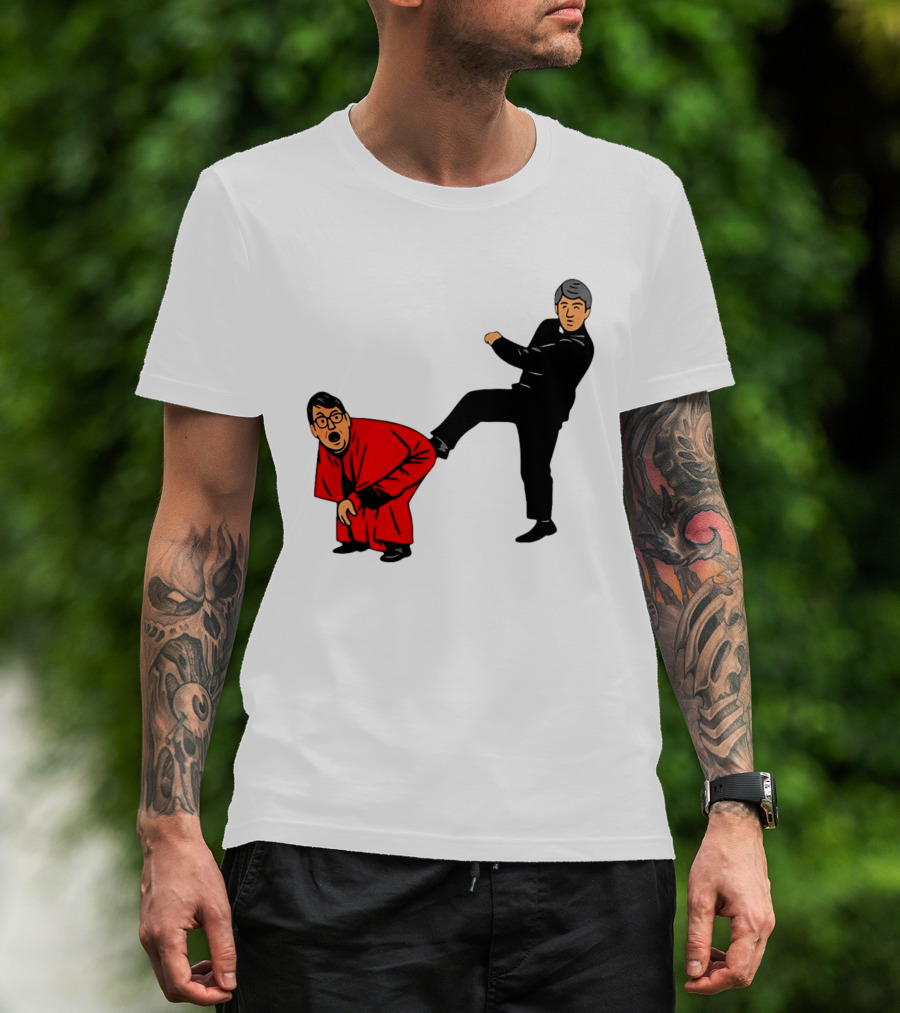 Kicking Random Man Up The Arse Funny Comic Scene T-Shirt
