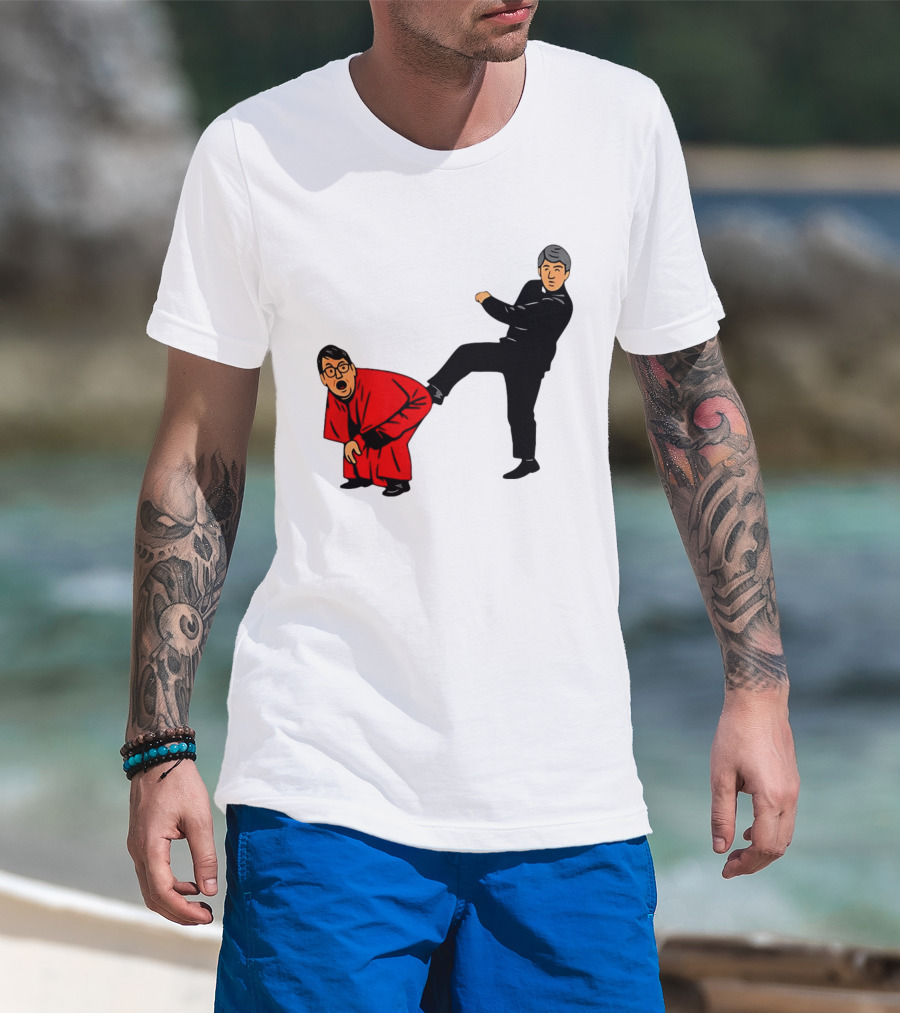 Kicking Random Man Up The Arse Funny Comic Scene T-Shirt