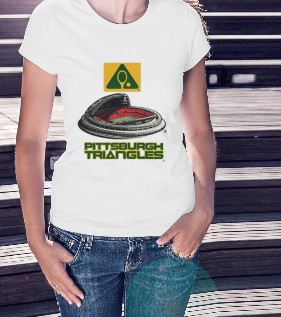 Pittsburgh Triangles Tennis Stadium With Tennis Racket T-Shirt