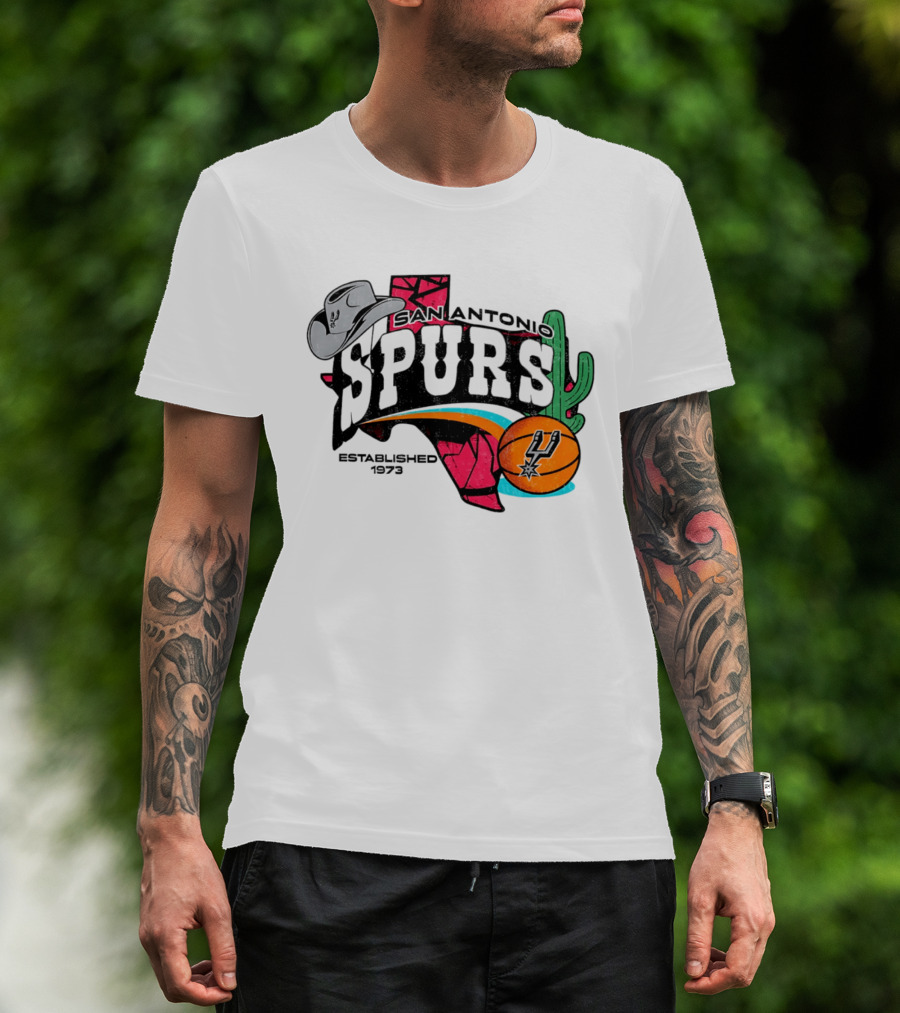 San Antonio Spurs 1973 Cactus Texas Basketball Cowboy Hat T-Shirt