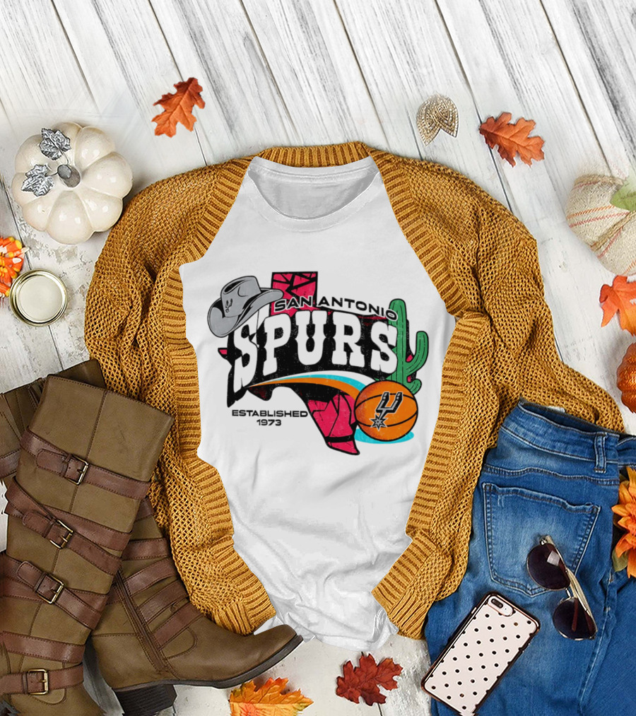 San Antonio Spurs 1973 Cactus Texas Basketball Cowboy Hat T-Shirt