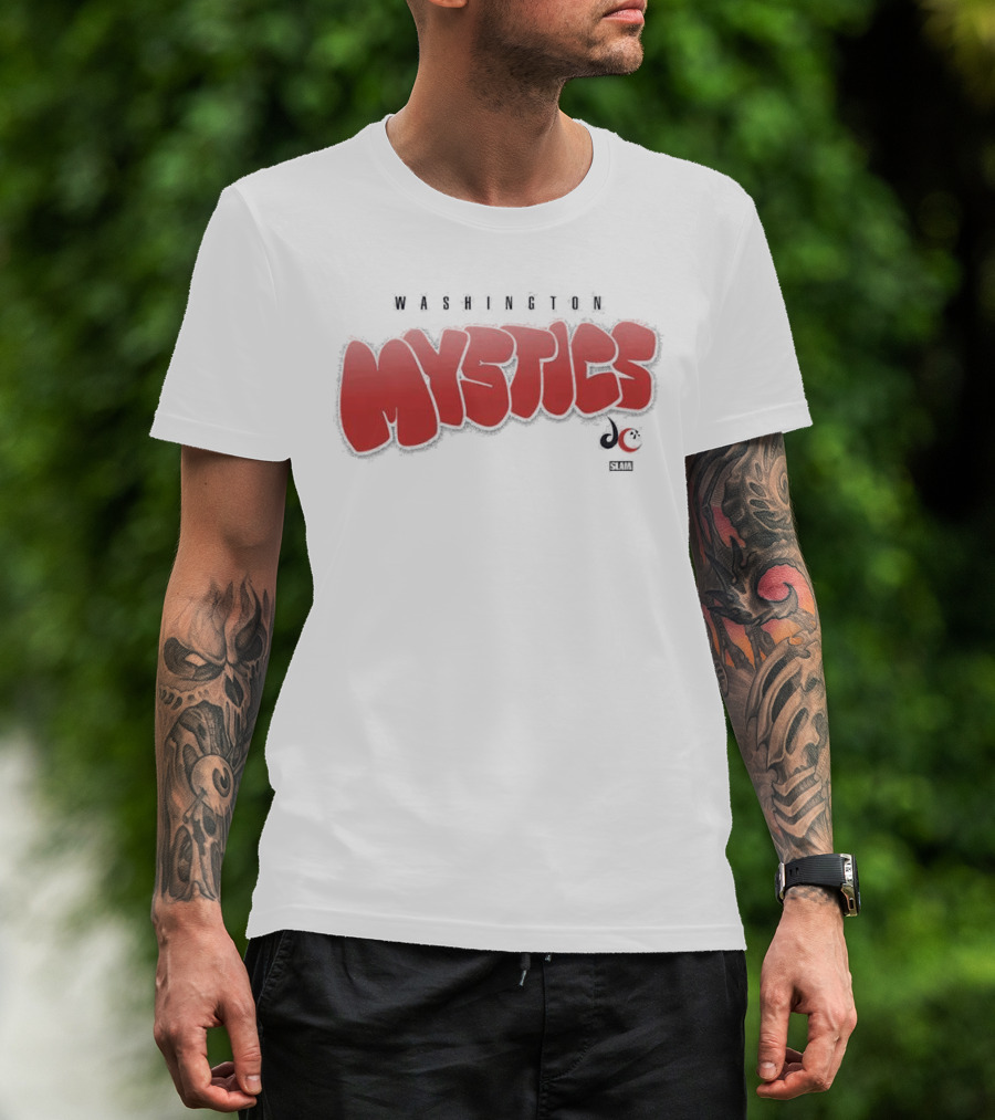 Washington Mystics Bubble Script Crop Mystics Basketball T-Shirt