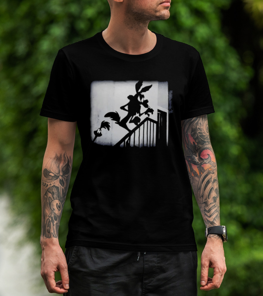 Wilesferatu Wile E. Coyote Road Runner Looney Tunes Silhouette Stairs T-Shirt