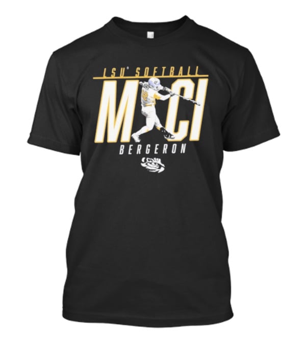 LSU Softball Maci Bergeron Swinging Action Baseball T-Shirt