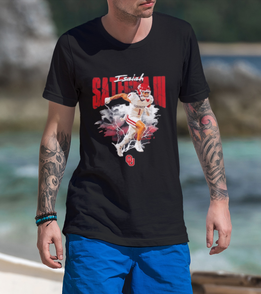 Oklahoma Sooners Isaiah Sategna III Lightning Burst Action T-Shirt