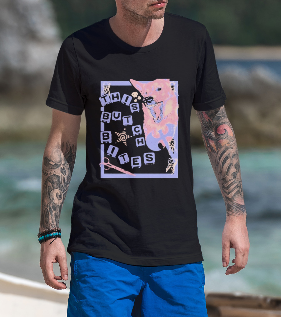 This Butch Bites Dog Retro Vibe Scissors And Blocks T-Shirt