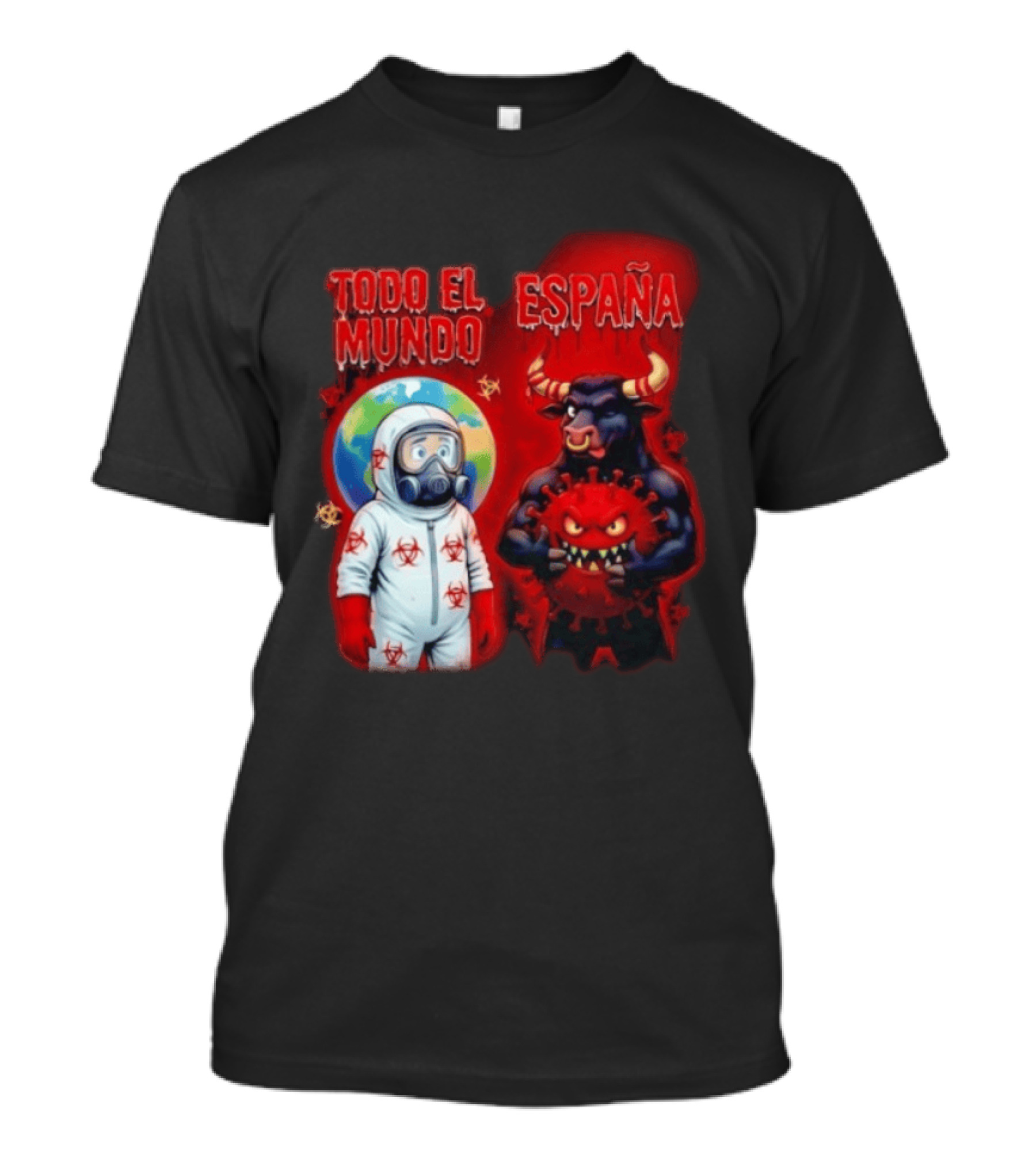 Todo El Mundo España Hantavirus 2026 Hazmat Bull And Virus T-Shirt